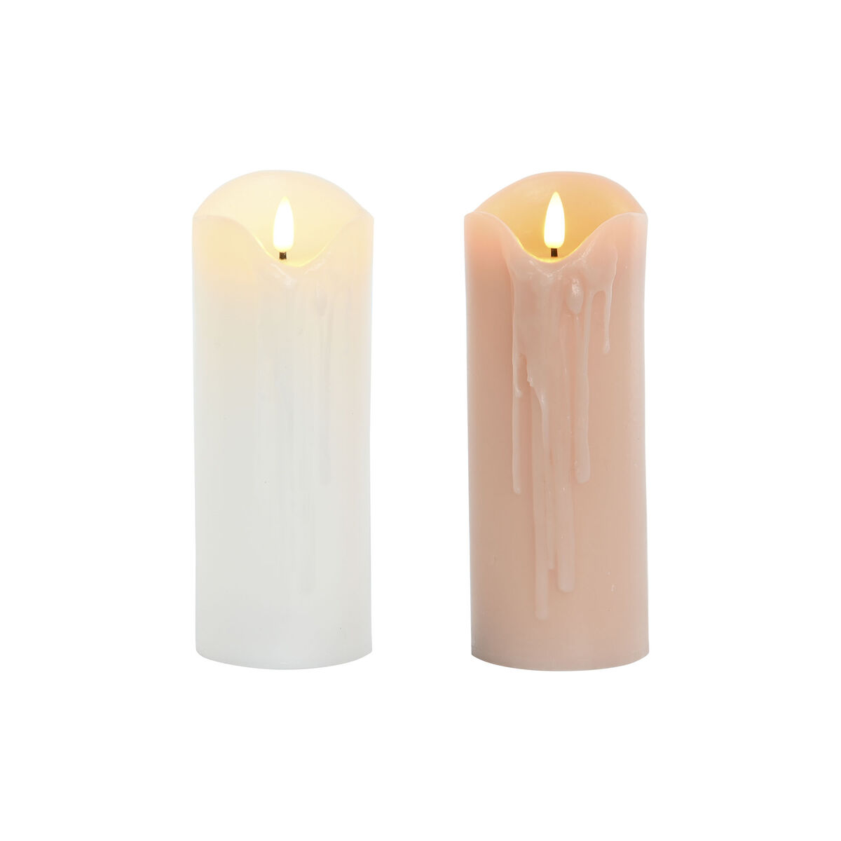 LED Ljus DKD Home Decor Vit Ljusrosa 7.5 x 7.5 x 20 cm 7,5 x 7,5 x 20 cm (AA) (2 antal) - 3