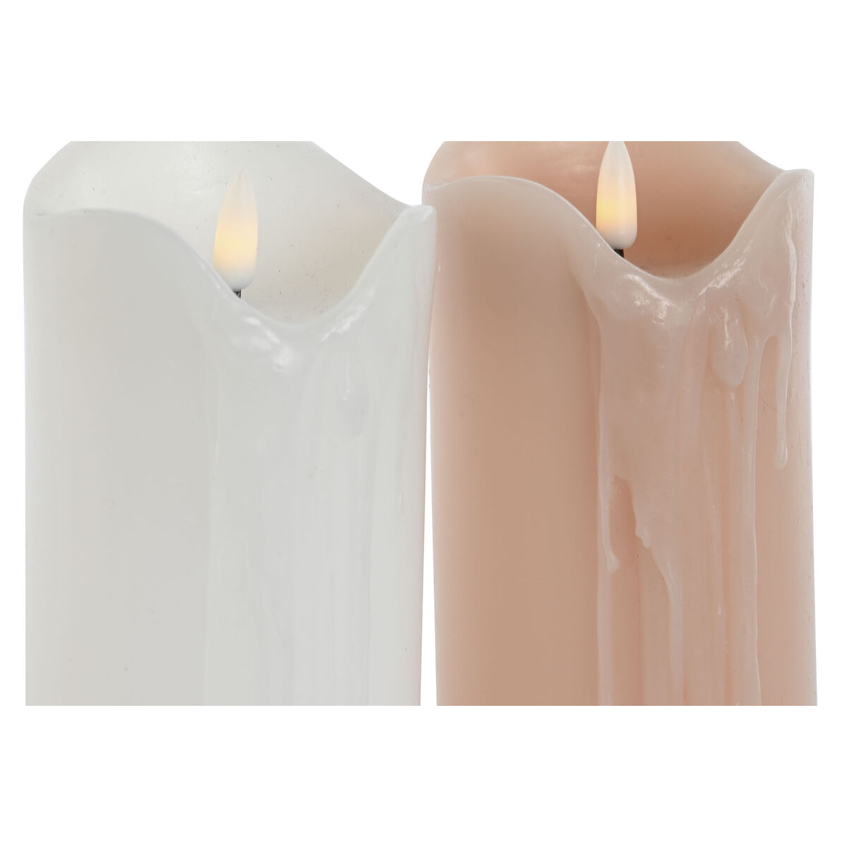 LED Ljus DKD Home Decor Vit Ljusrosa 7.5 x 7.5 x 20 cm 7,5 x 7,5 x 20 cm (AA) (2 antal) - 2