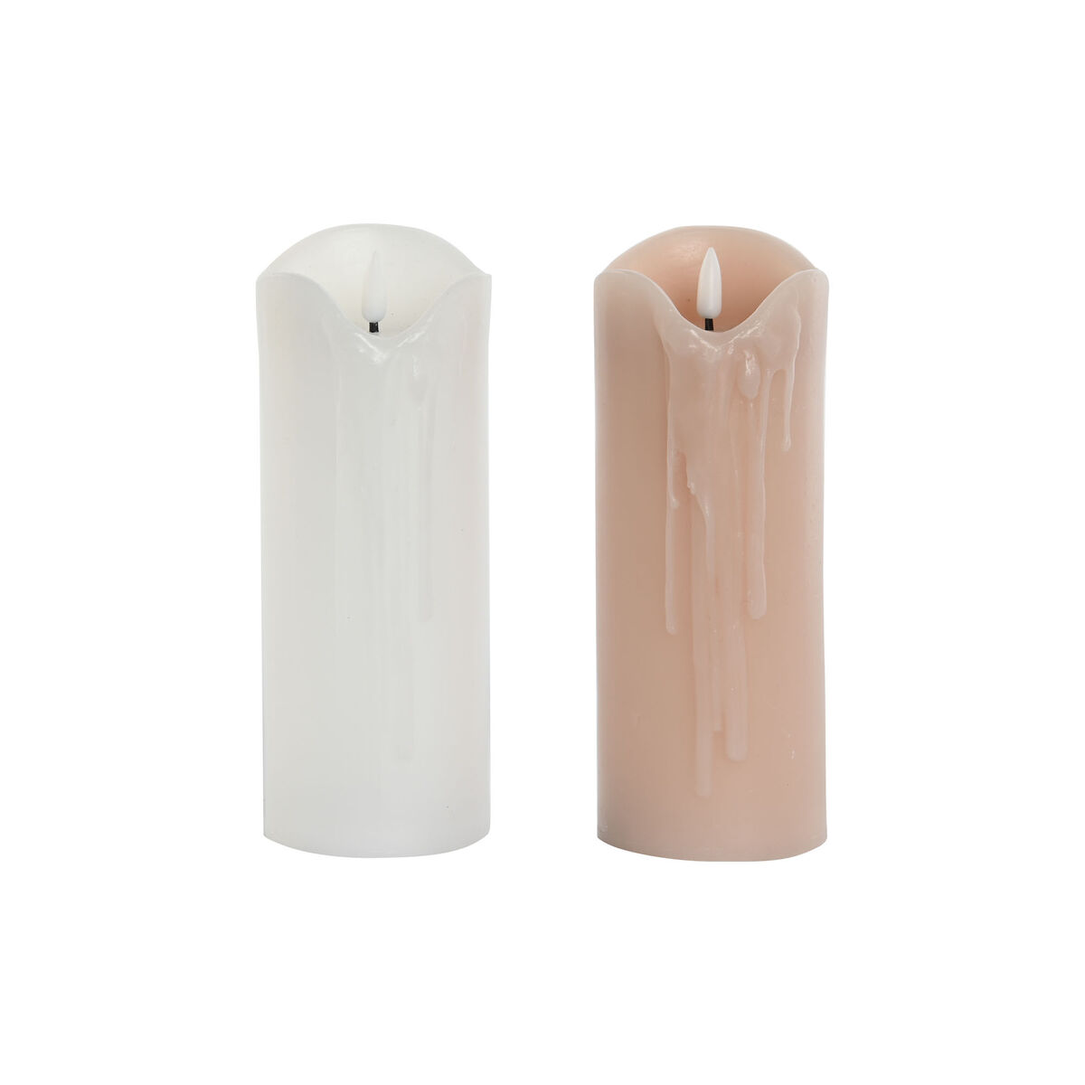 LED Ljus DKD Home Decor Vit Ljusrosa 7.5 x 7.5 x 20 cm 7,5 x 7,5 x 20 cm (AA) (2 antal)