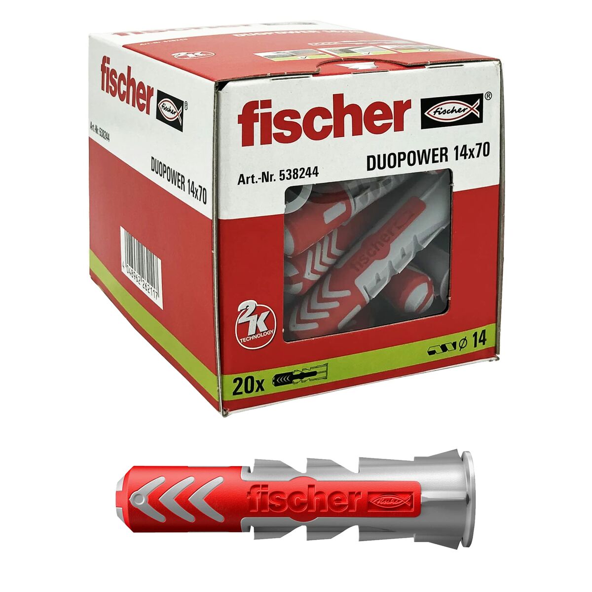 Dobbar Fischer DuoPower 538244 Ø 14 x 70 mm Nylon (20 antal) - 8