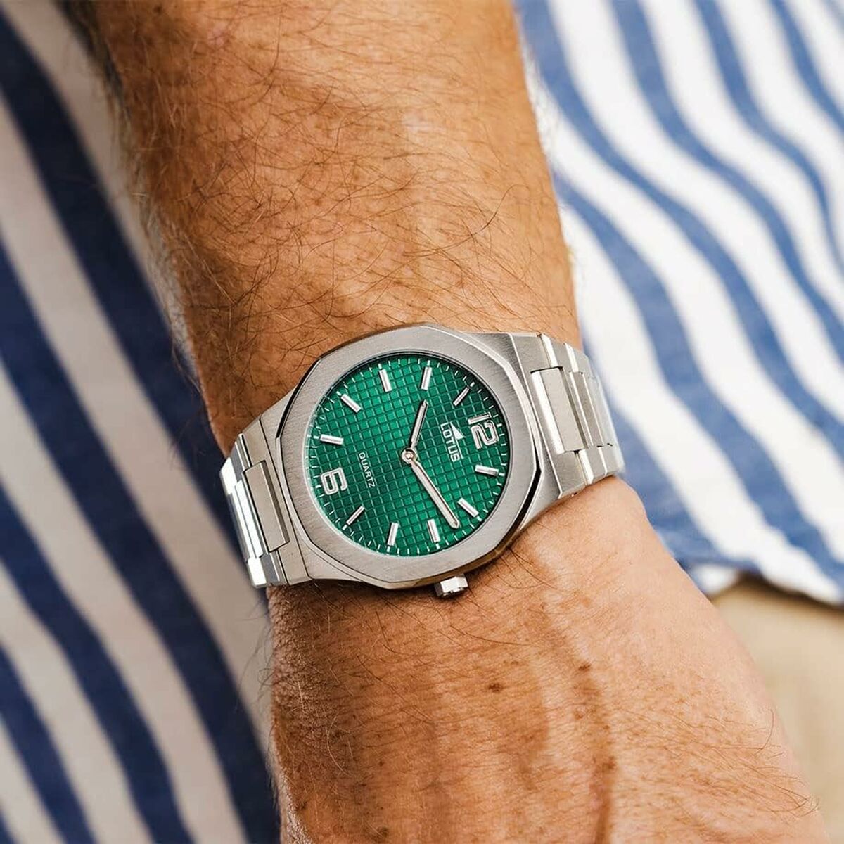 Herrklocka Lotus 18841/3 Grön Silvrig (Ø 40 mm) - 2