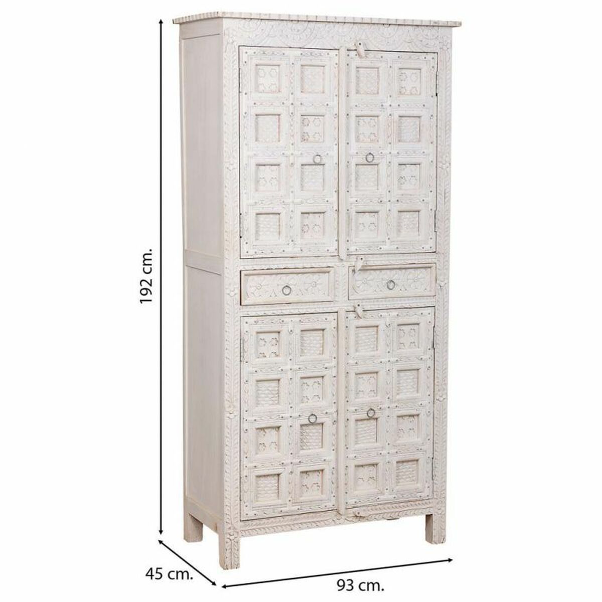 Garderob Alexandra House Living Vit Mangoträ 93 x 192 x 45 cm - 3