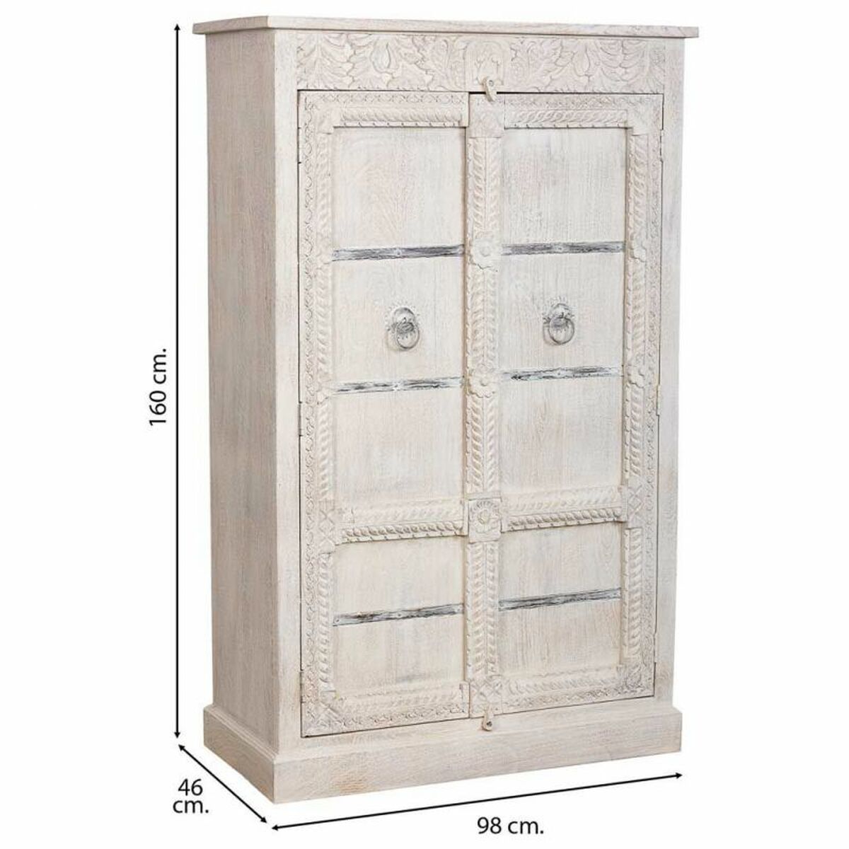 Garderob Alexandra House Living Vit Mangoträ 98 x 160 x 46 cm - 4