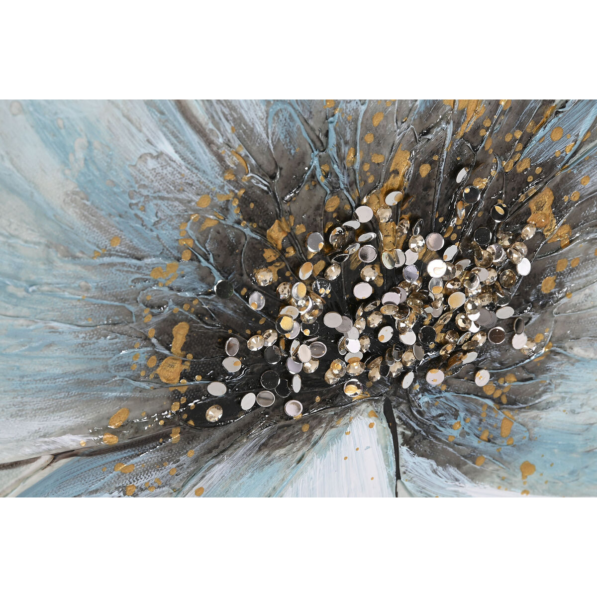 Kanvas Home ESPRIT Blå Gyllene Blomster Shabby Chic 60 x 3 x 90 cm (2 antal) - 3