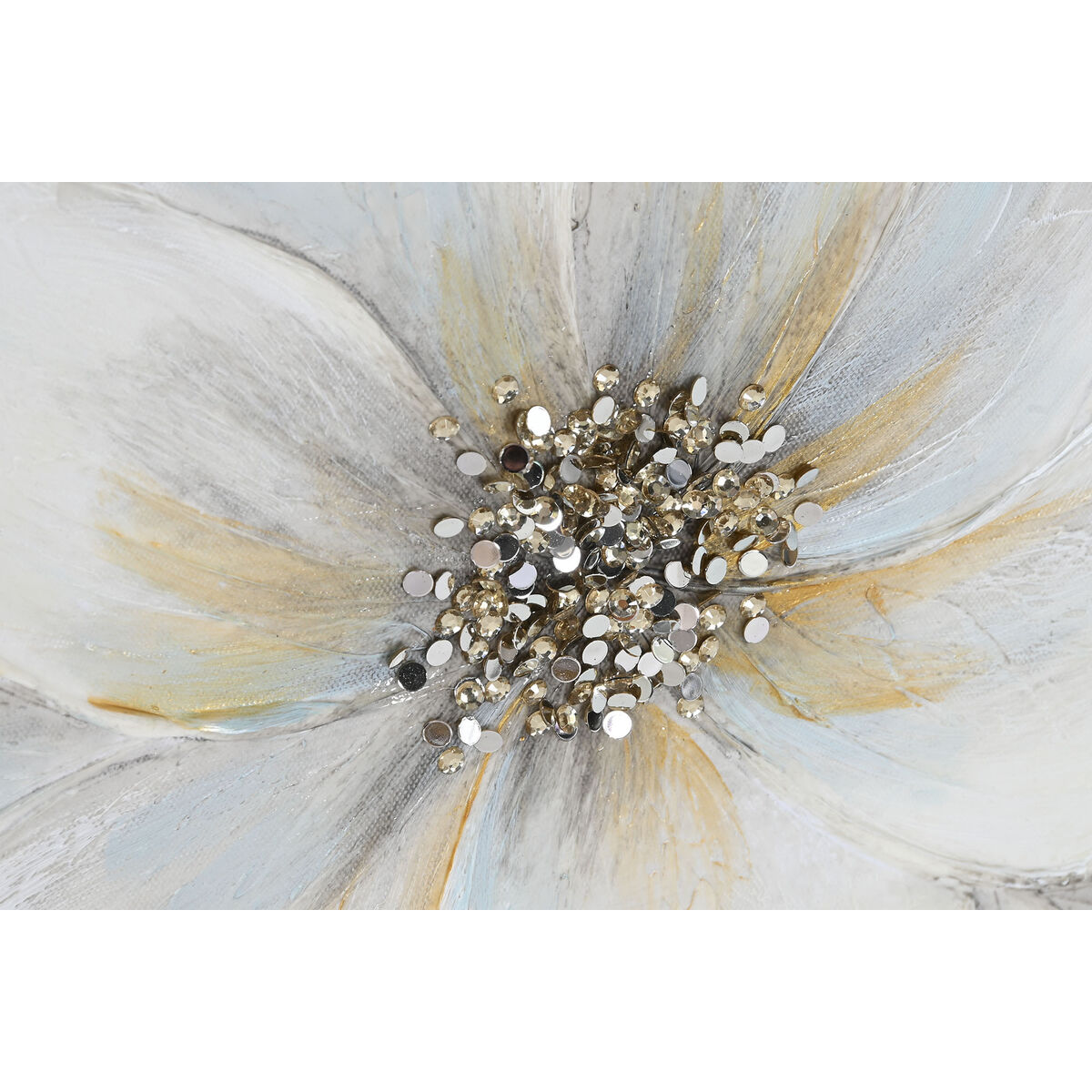Kanvas Home ESPRIT Vit Gyllene Blomster Romantisk 60 x 3 x 60 cm (2 antal) - 3