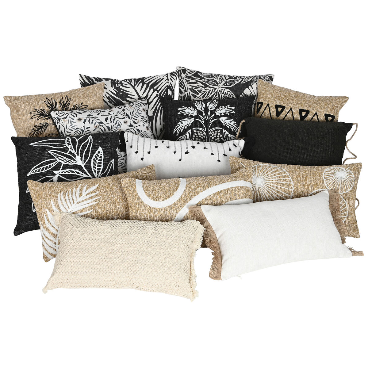Kudde Home ESPRIT Vit Svart Utskriven 45 x 15 x 45 cm - 3