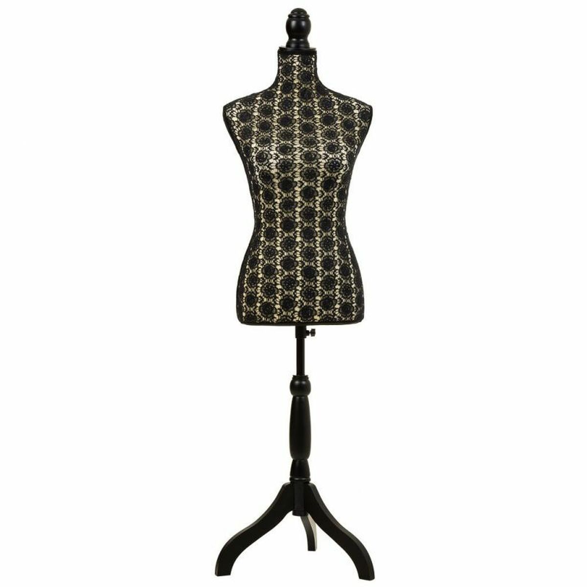 Mannekäng Alexandra House Living Svart Trä Tyg Polyetylen Furu Trä MDF 37 x 168 x 24 cm - 4