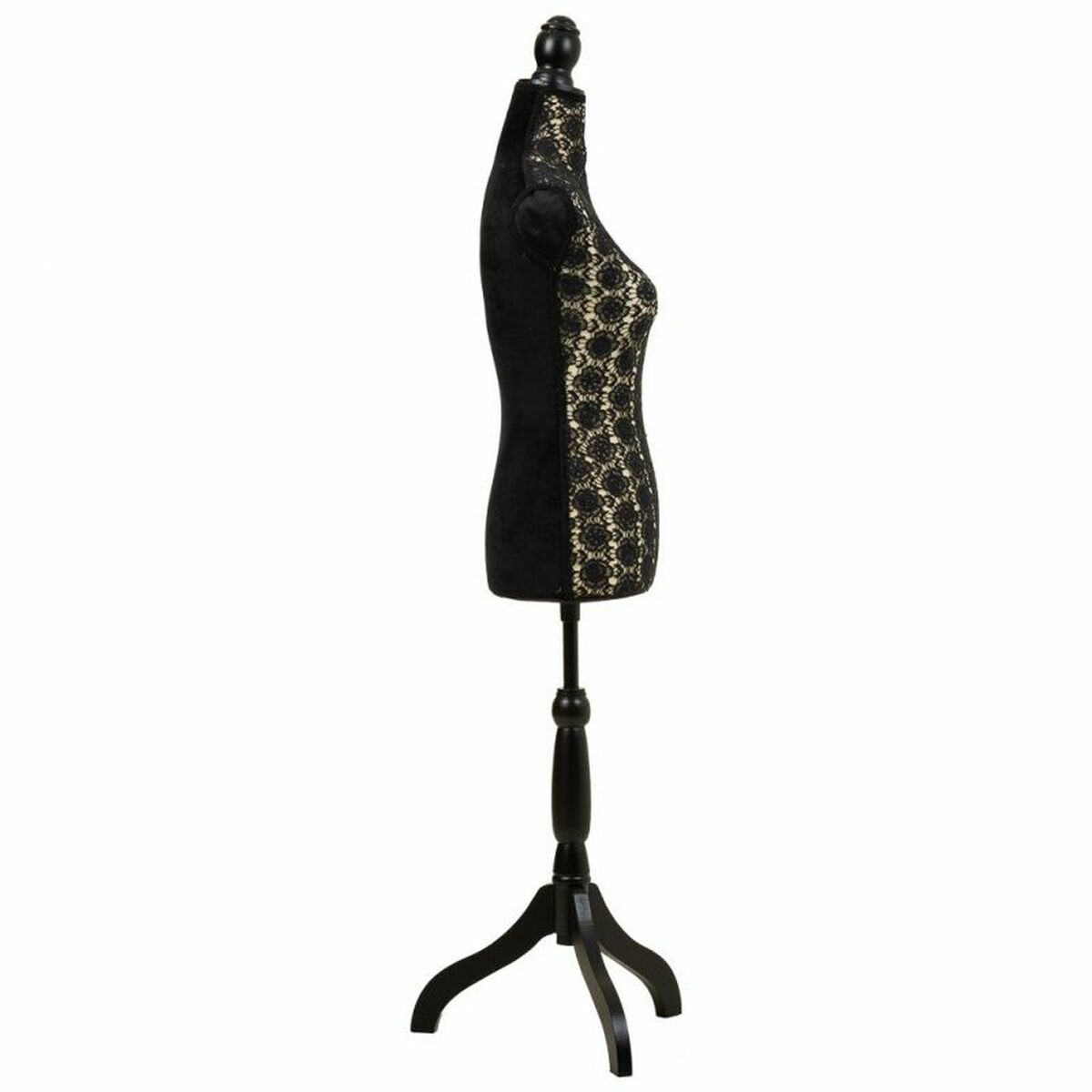 Mannekäng Alexandra House Living Svart Trä Tyg Polyetylen Furu Trä MDF 37 x 168 x 24 cm - 2