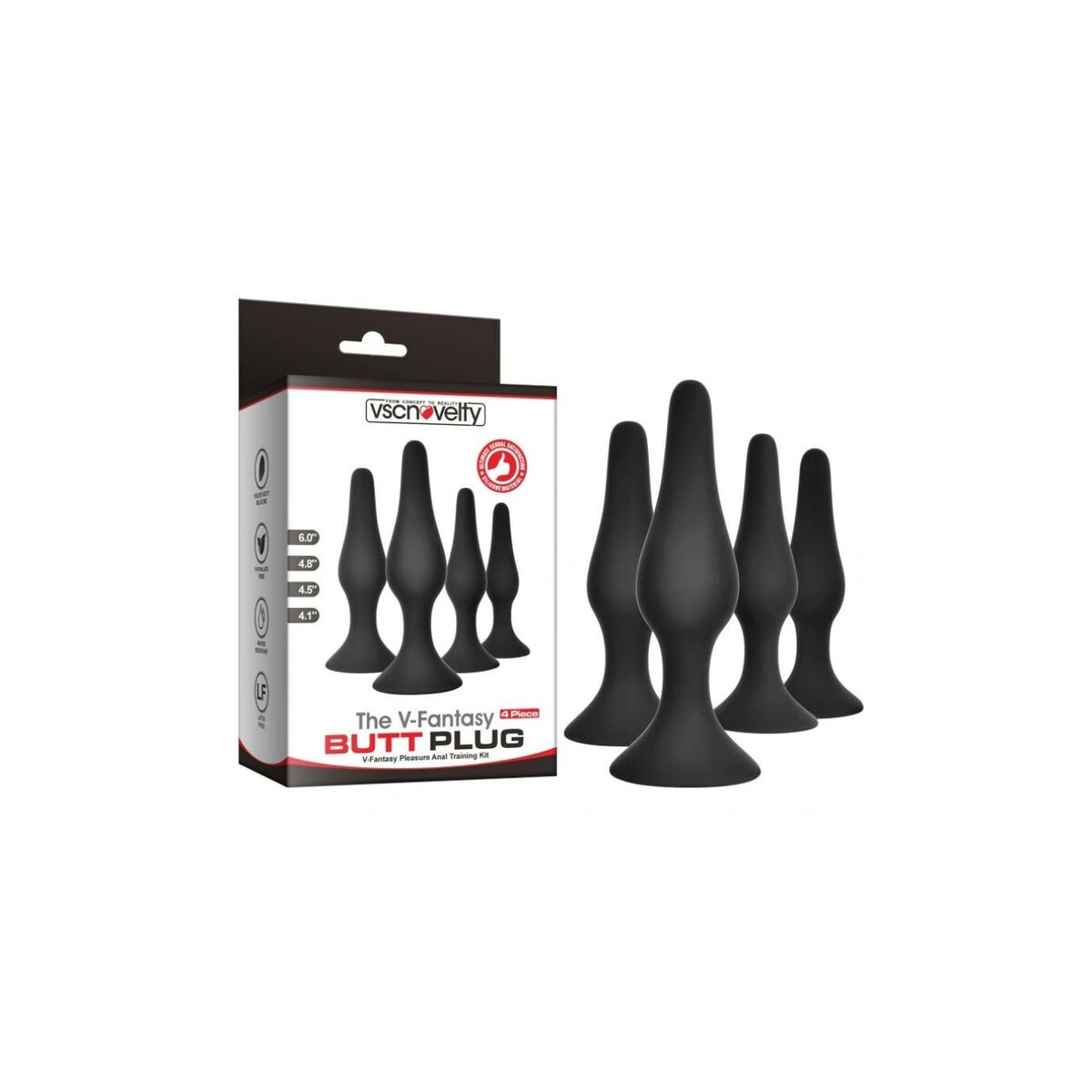 Analplugg VSCNOVELTY Svart Silikon Set 4 Delar - 4