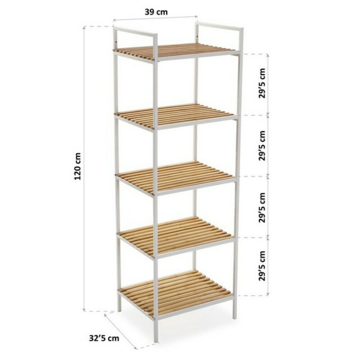 Badrumshyllor Versa Metall PVC Bambu (32,5 x 120 x 39 cm) - 4