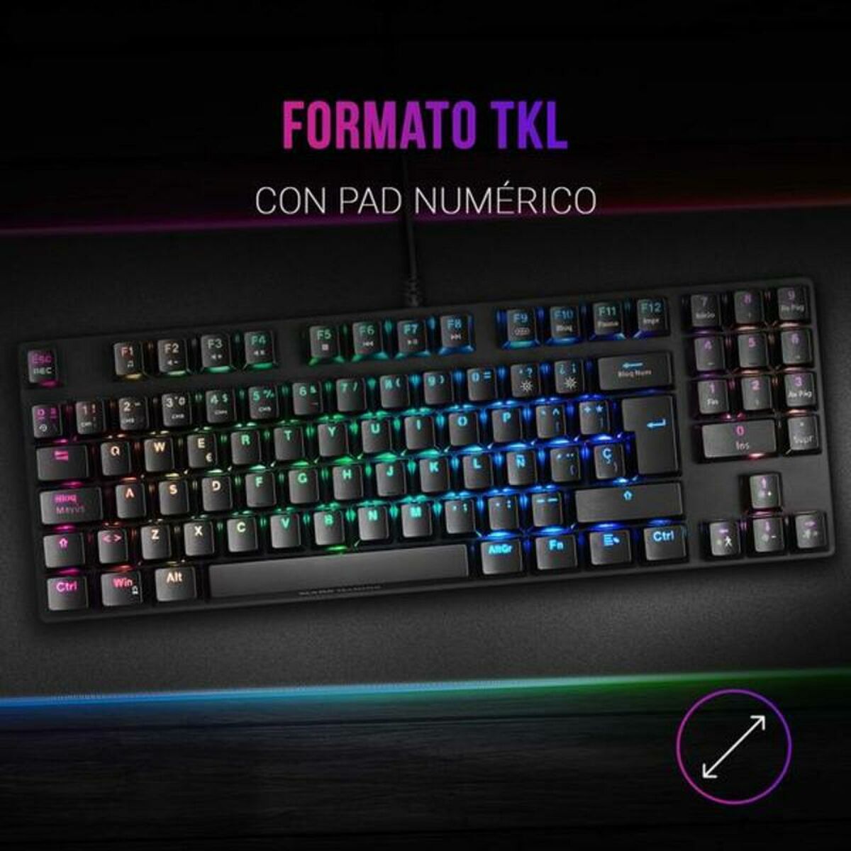 Gaming Tangentbord/ OR: Speltangentbord Mars Gaming MKREVO PRO LED RGB - 5