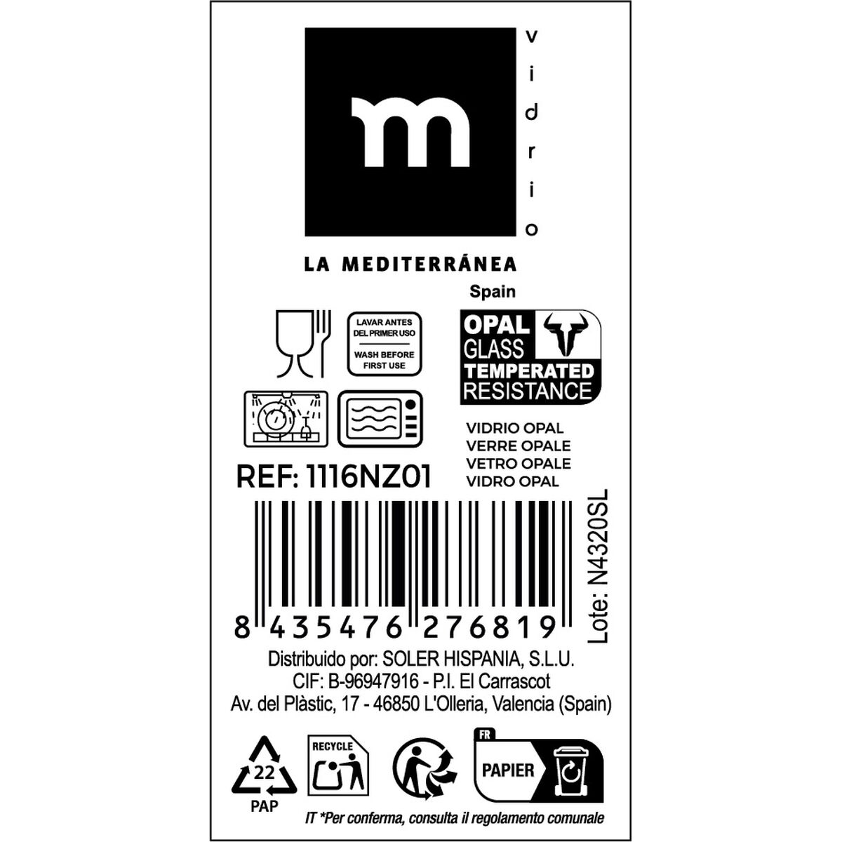 Platt skål La Mediterránea Everett 25,2 x 25,2 x 2,5 cm (36 antal) - 5