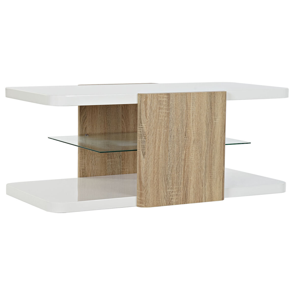 Sidobord DKD Home Decor Vit Brun Glas Trä MDF 110 x 60 x 45 cm
