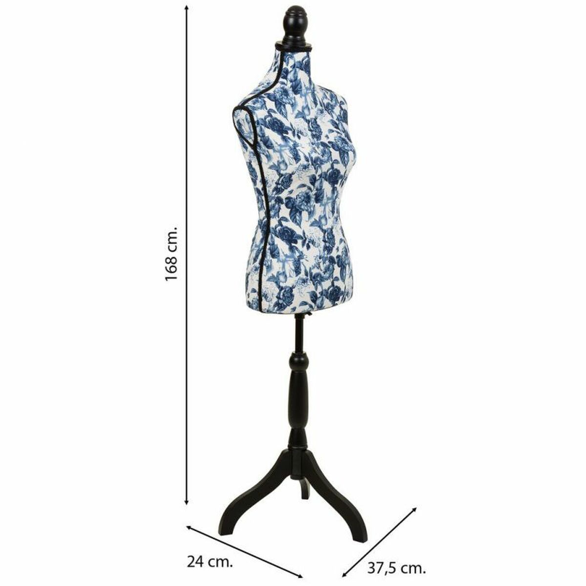 Mannekäng Alexandra House Living Blå Polyester Trä Polyetylen Furu Trä MDF 37 x 168 x 24 cm - 3