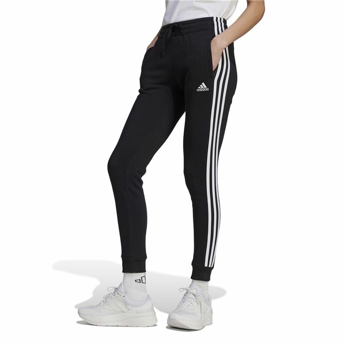 Långa träningsbyxor Adidas 3S Fl C Pt Svart Kvinna - 3