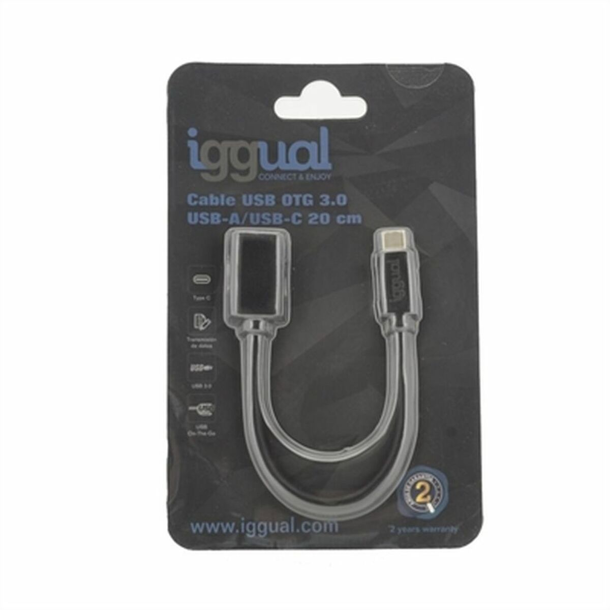 USB-C-kabel OTG 3.0 iggual IGG317372 20 cm Svart - 3