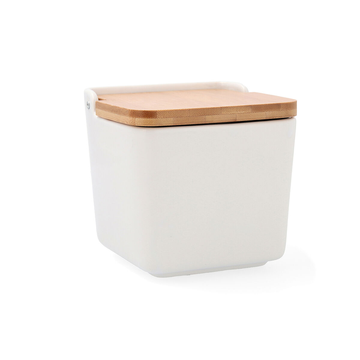 Saltkar med lock Quid Arizona Keramik Vit (12 x 12 x 11 cm) - 4