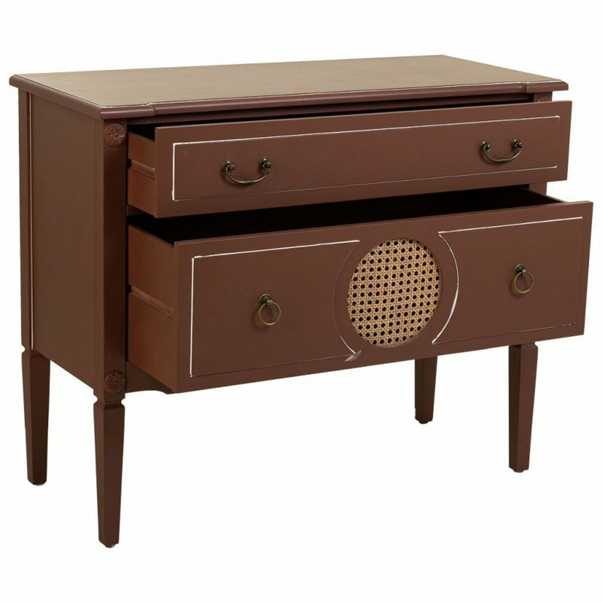 Kommod Alexandra House Living Brun Naturell Rattan Granträ Trä MDF 38 x 72 x 88 cm - 3