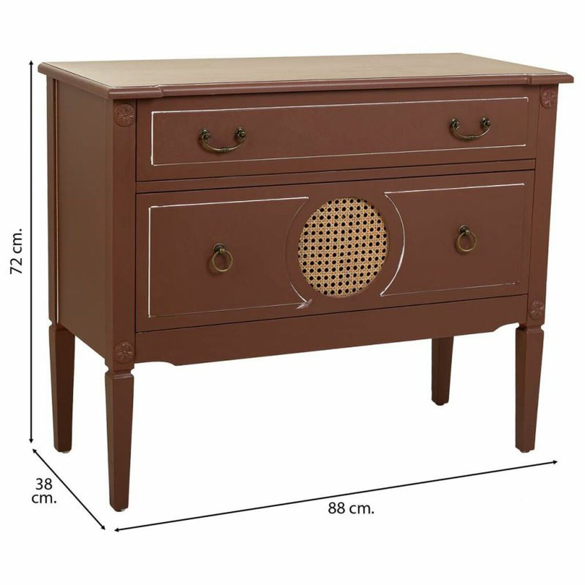Kommod Alexandra House Living Brun Naturell Rattan Granträ Trä MDF 38 x 72 x 88 cm - 4