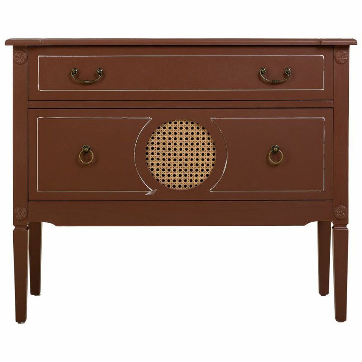 Kommod Alexandra House Living Brun Naturell Rattan Granträ Trä MDF 38 x 72 x 88 cm - 5