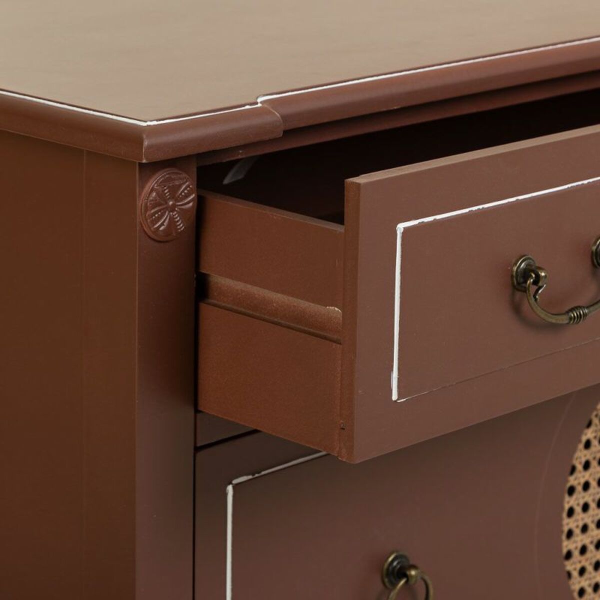 Kommod Alexandra House Living Brun Naturell Rattan Granträ Trä MDF 38 x 72 x 88 cm - 7