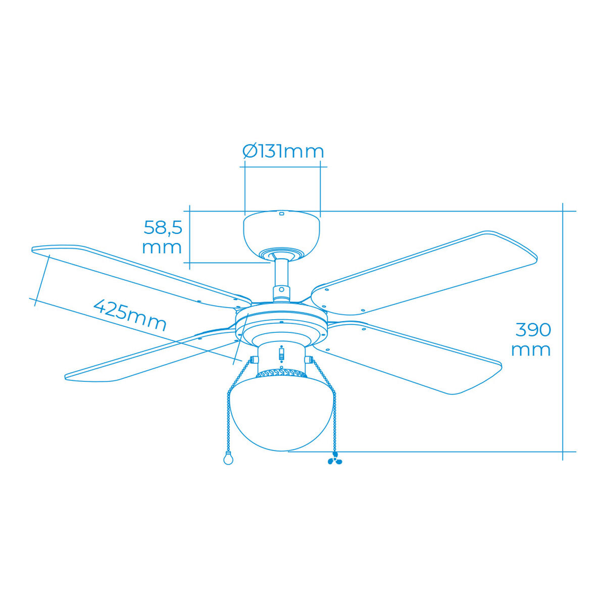 Takfläkt med belysning EDM 33800 Caribe Vit 50 W - 6