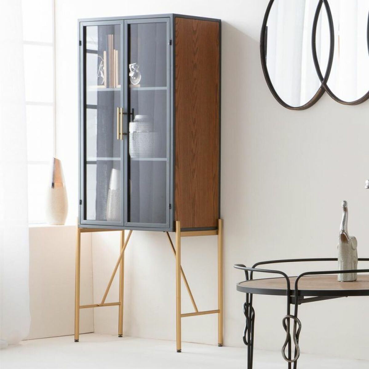 Skåp Alexandra House Living Brun Glas Granträ Trä MDF 35 x 155 x 64 cm - 2