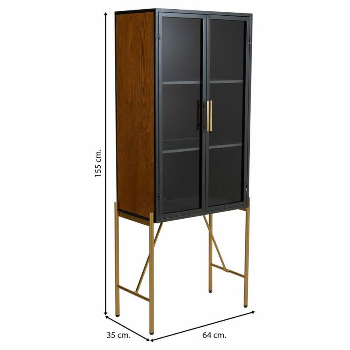 Skåp Alexandra House Living Brun Glas Granträ Trä MDF 35 x 155 x 64 cm - 4