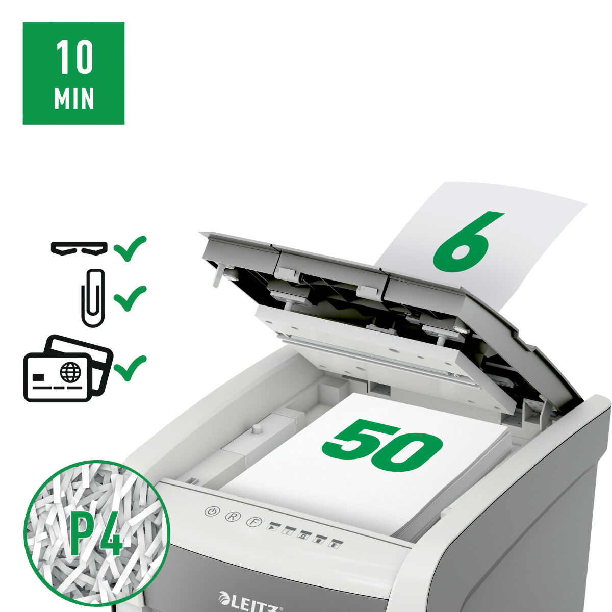 Dokumentförstörare Leitz IQ Autofeed 50X P4 20 L - 4