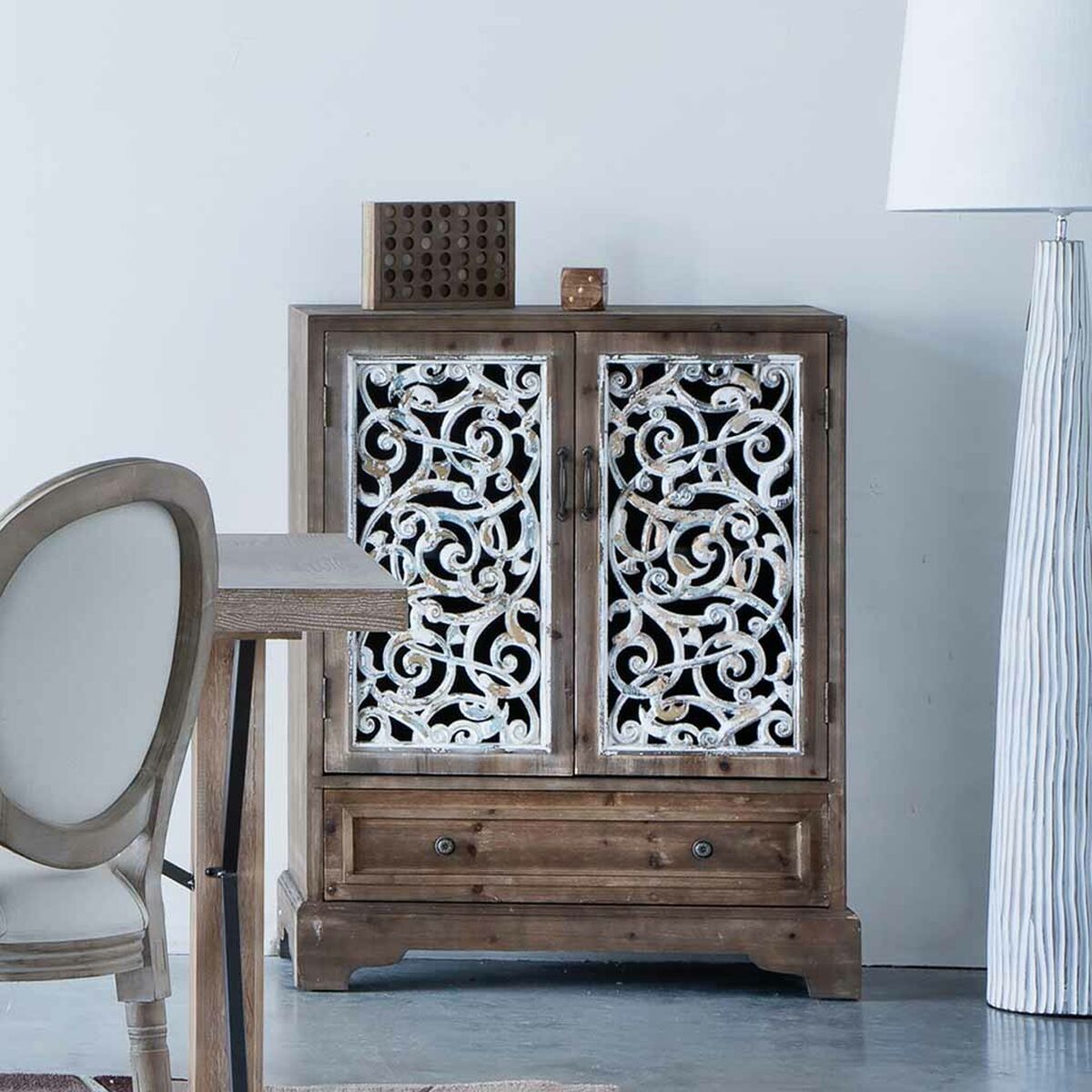 Skåp Alexandra House Living Brun Granträ Trä MDF 38 x 102 x 83 cm - 3