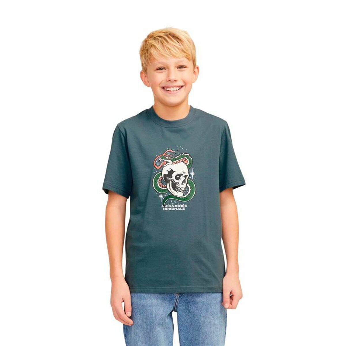 Barn T-shirt med kortärm Jack & Jones Joranatomy Skull Ss Crew Neck - 2