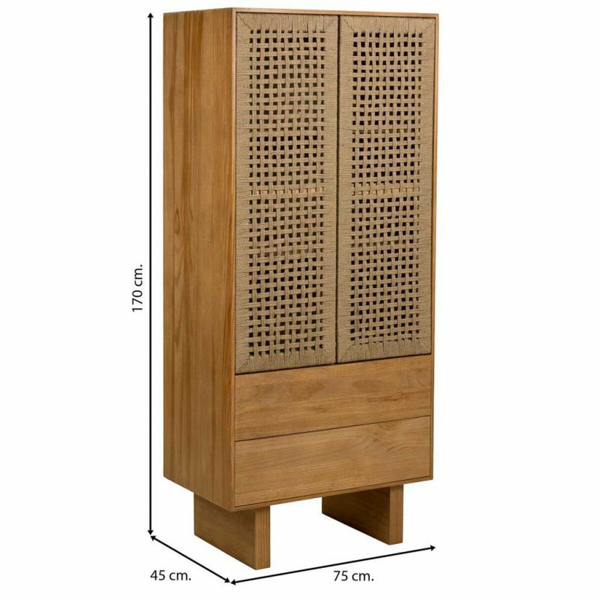 Skåp Alexandra House Living Brun Snöre Granträ Paulowniaträ 45 x 170 x 80 cm 45 x 170 x 75 cm - 4