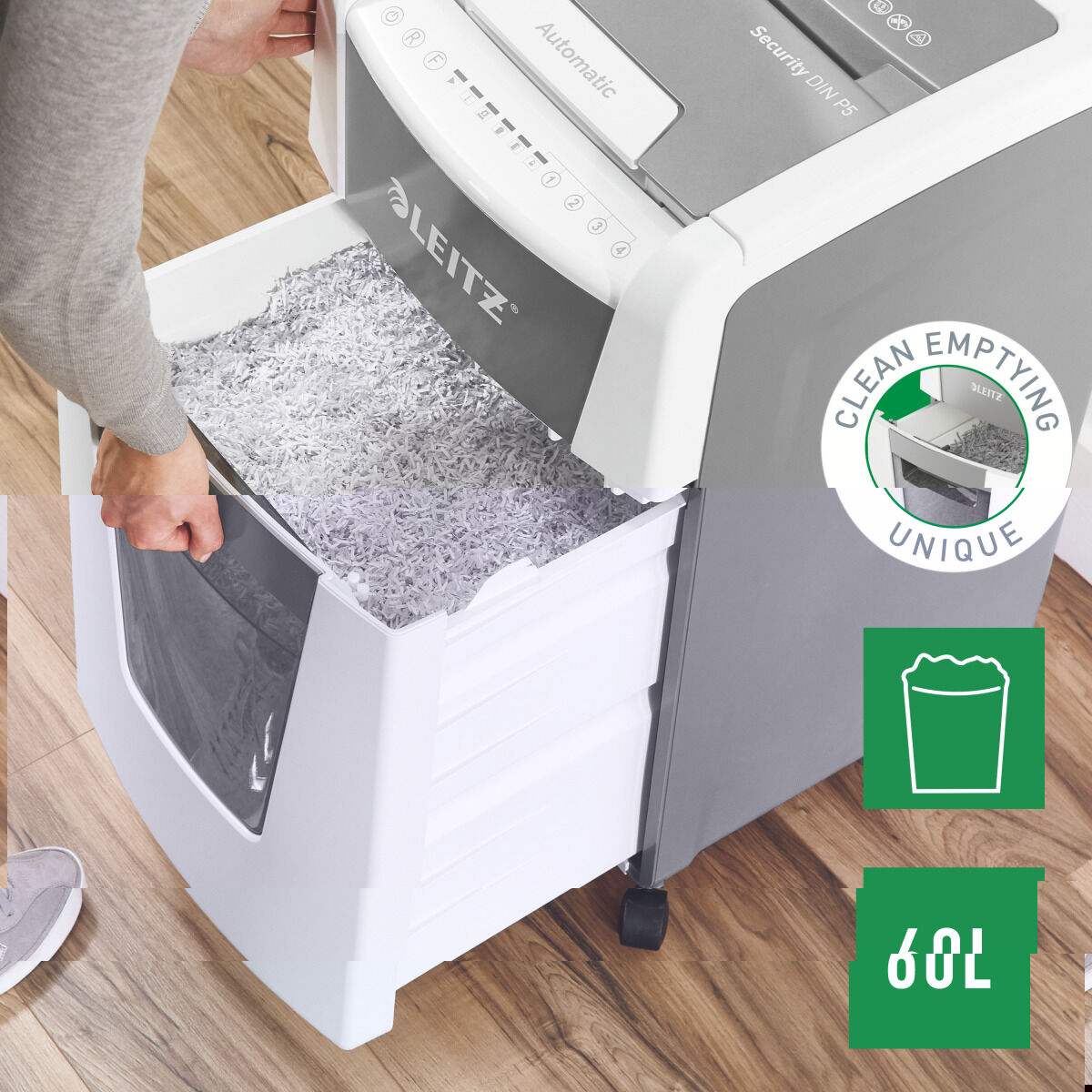 Dokumentförstörare Mikroskärande Leitz IQ 300 Autofeed P5 60 L - 7