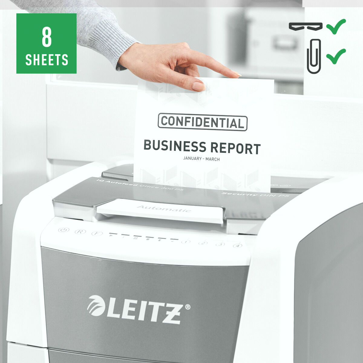 Dokumentförstörare Mikroskärande Leitz IQ 300 Autofeed P5 60 L - 6