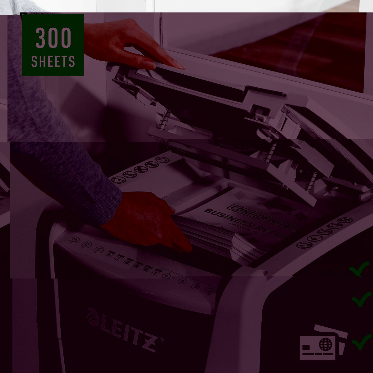 Dokumentförstörare Mikroskärande Leitz IQ 300 Autofeed P5 60 L - 5