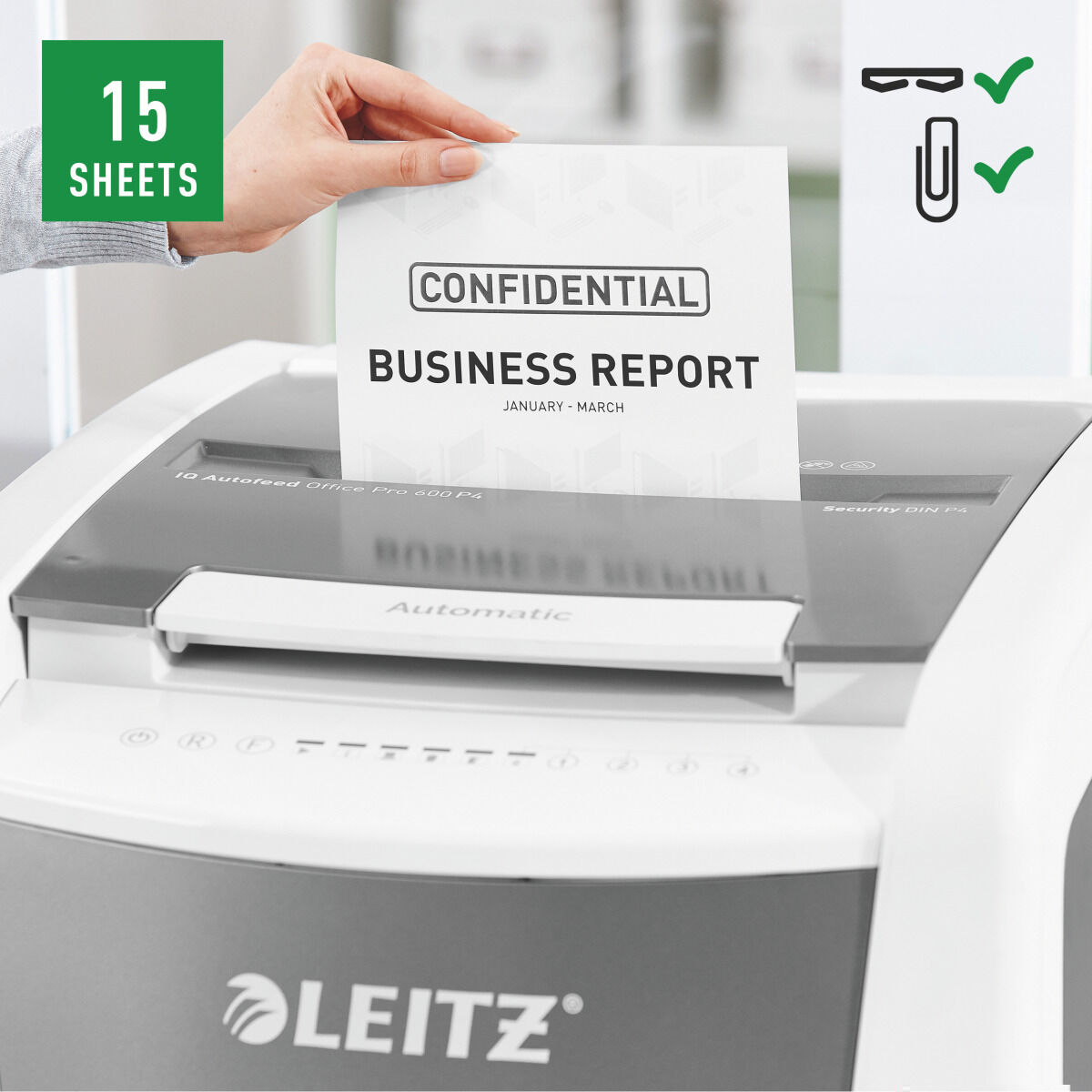 Dokumentförstörare Leitz IQ 600 Pro Autofeed P4 60 L - 6