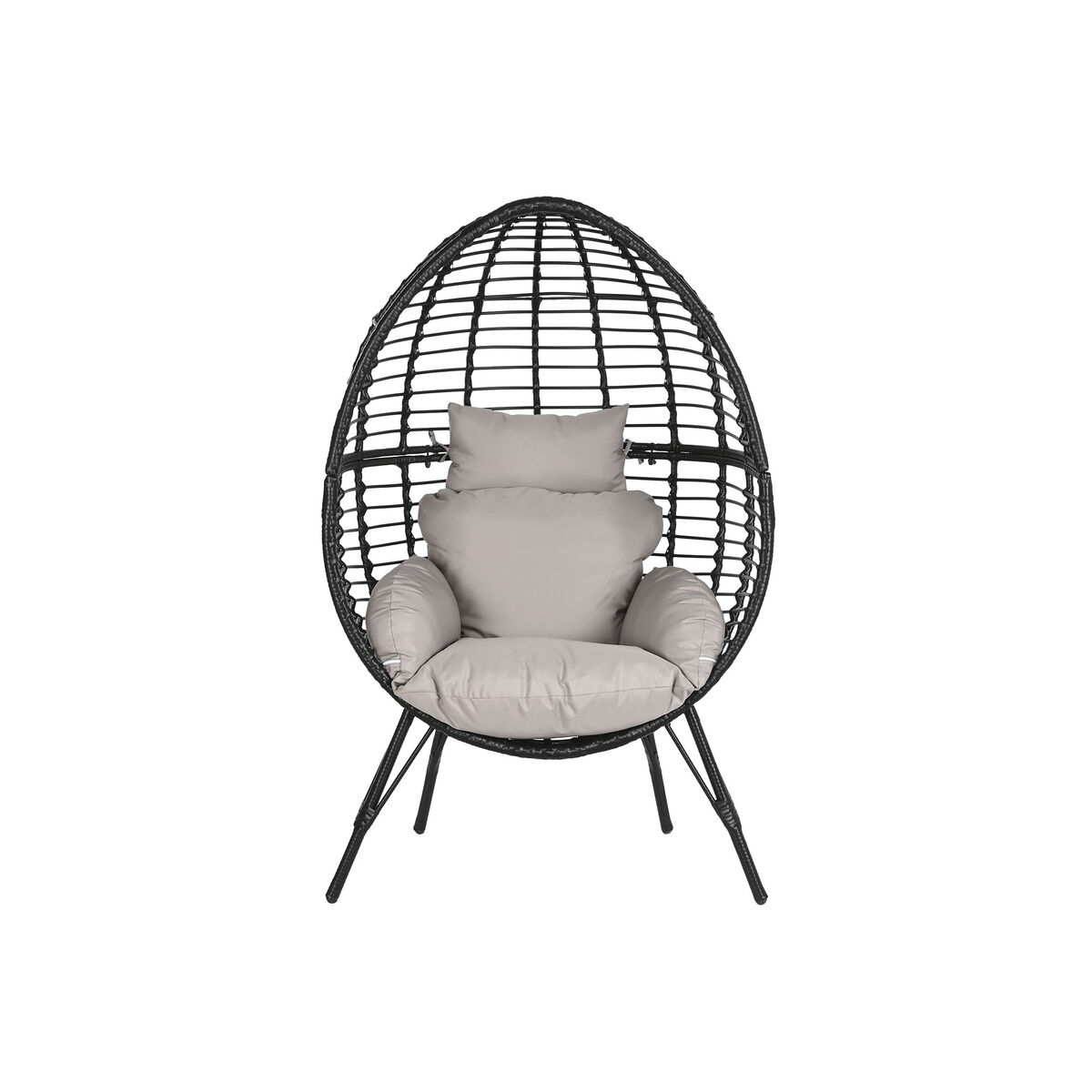 Trädgårdssoffa DKD Home Decor 90 x 65 x 151 cm Svart Grå Metall syntetisk rattan - 5