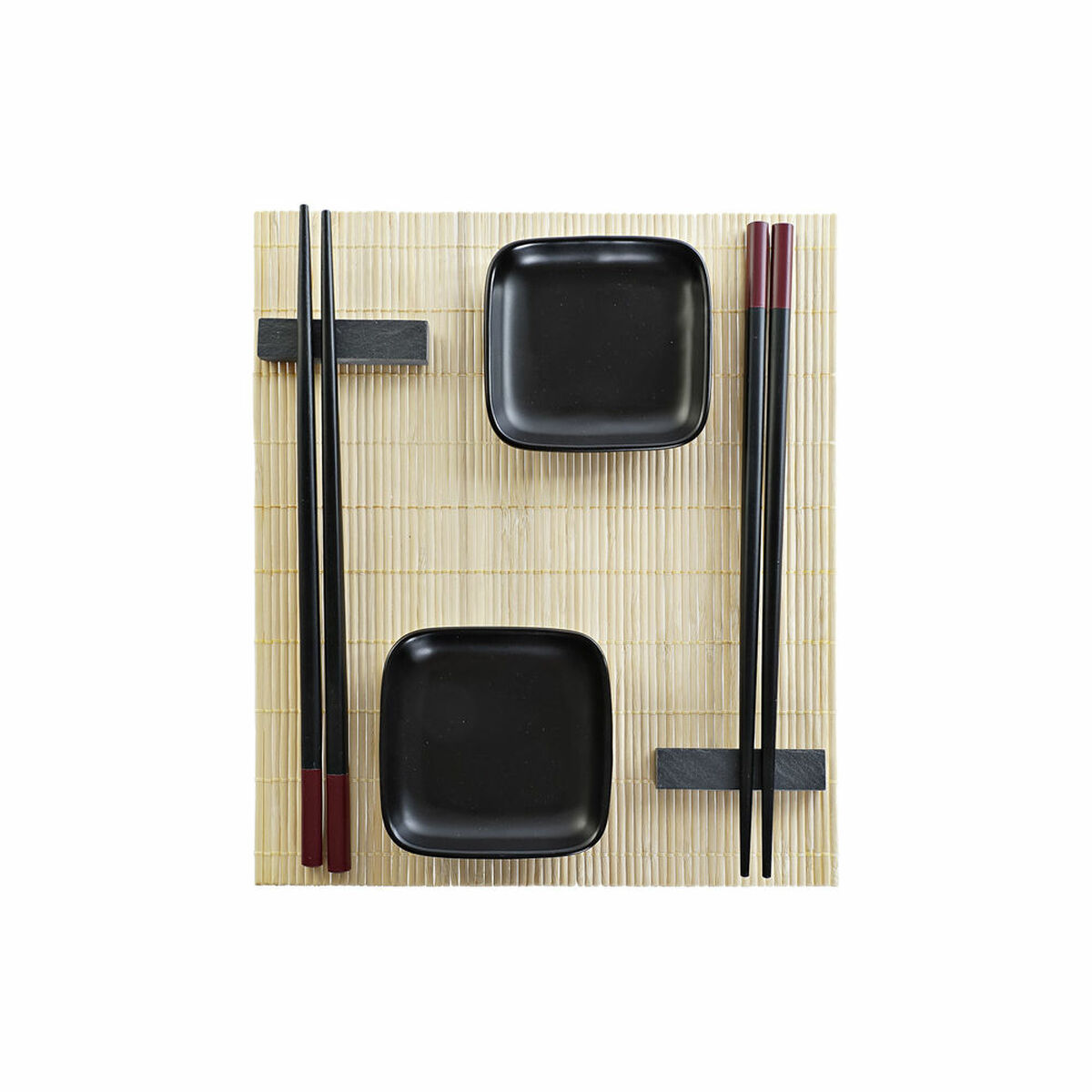 Sushiset DKD Home Decor Svart Naturell Metall Bambu Stengods Orientalisk 30 x 40 cm 27,8 x 17,8 x 3 cm (7 Delar) (27,8 x 17,8 x - 4