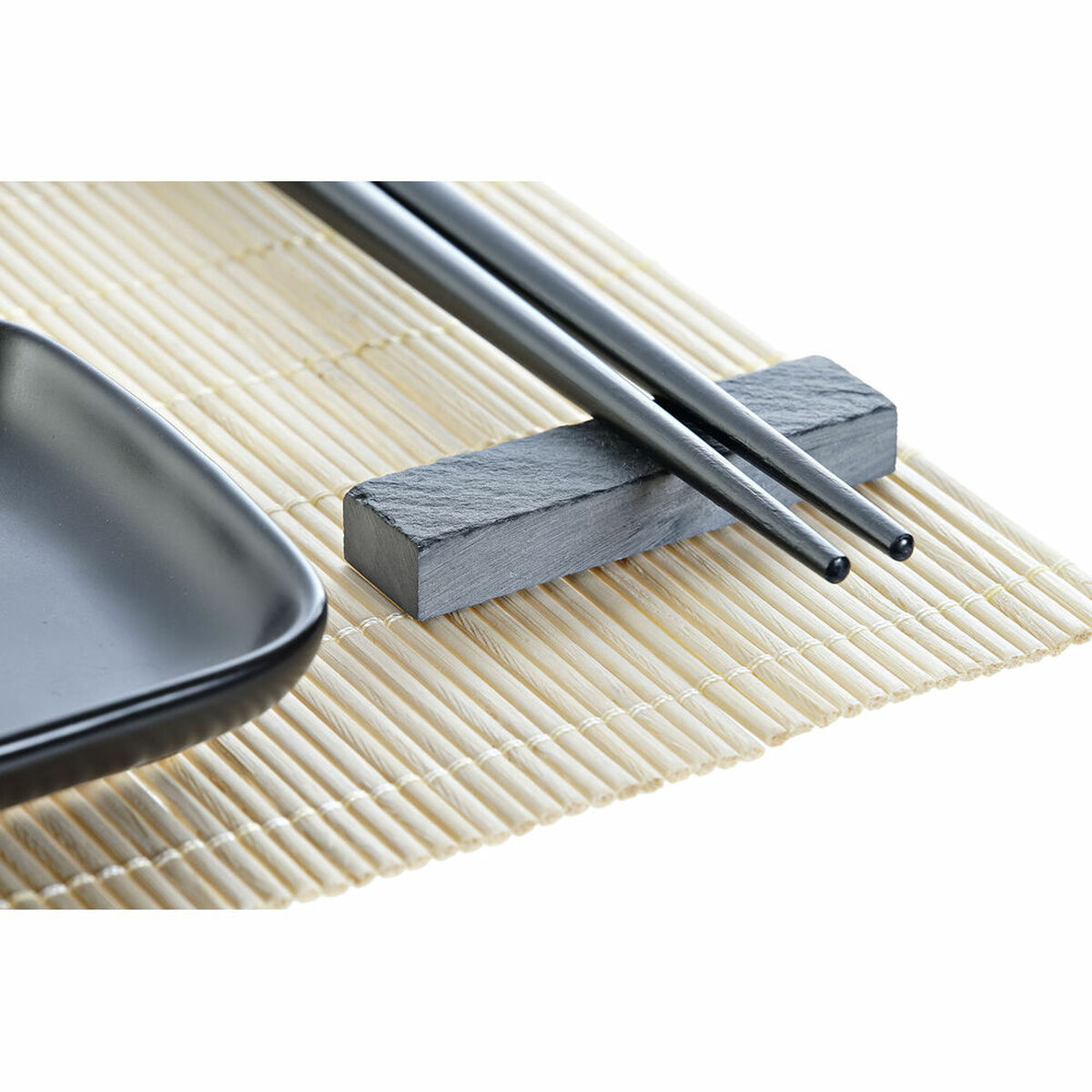 Sushiset DKD Home Decor Svart Naturell Metall Bambu Stengods Orientalisk 30 x 40 cm 27,8 x 17,8 x 3 cm (7 Delar) (27,8 x 17,8 x - 9