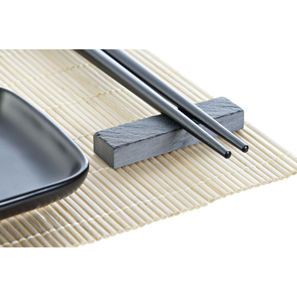 Sushiset DKD Home Decor Svart Naturell Metall Bambu Stengods Orientalisk 30 x 40 cm 27,8 x 17,8 x 3 cm (7 Delar) (27,8 x 17,8 x - 3