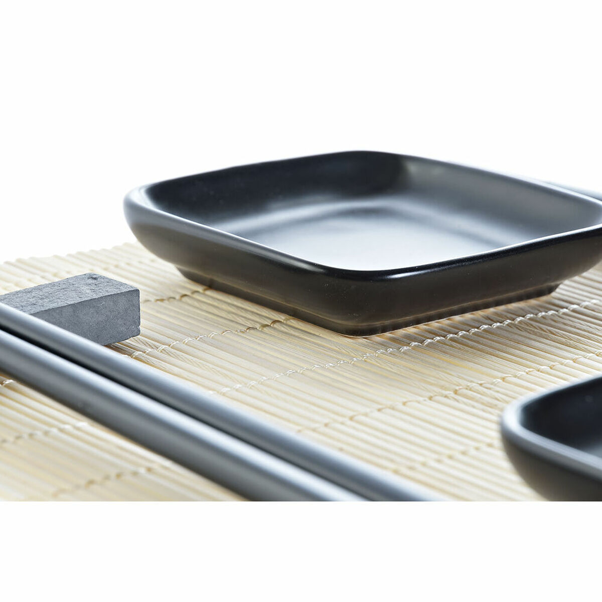 Sushiset DKD Home Decor Svart Naturell Metall Bambu Stengods Orientalisk 30 x 40 cm 27,8 x 17,8 x 3 cm (7 Delar) (27,8 x 17,8 x - 8