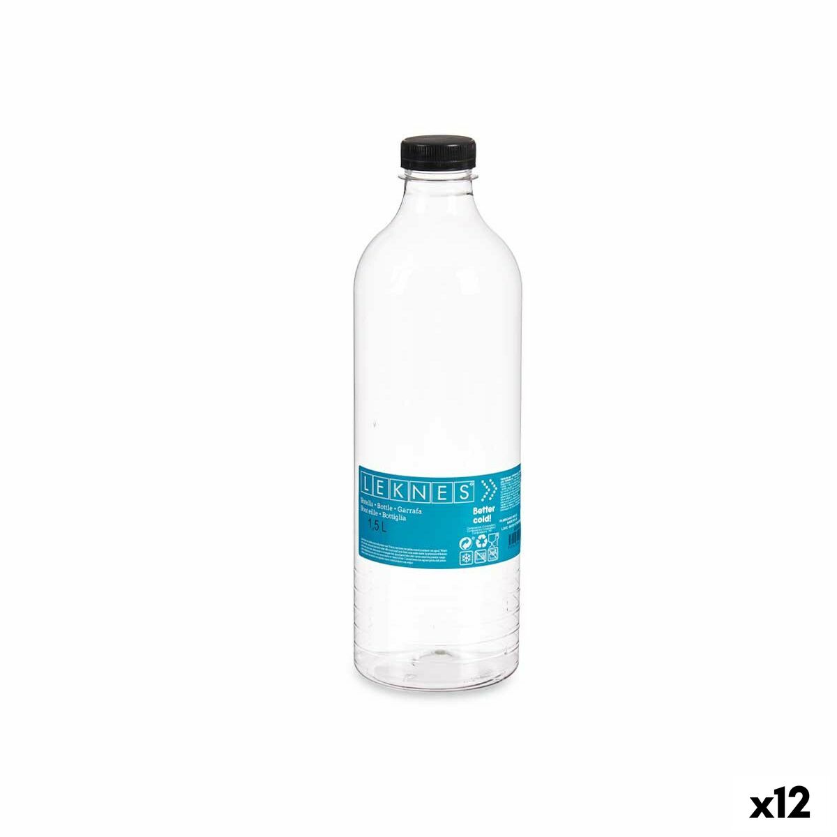 Flaska Svart Transparent Plast 1,5 L 9 x 29,2 x 9 cm (12 antal) - 3