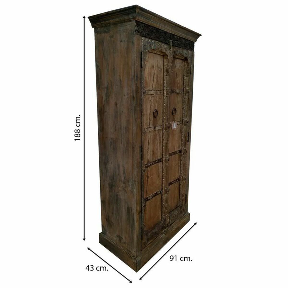 Skåp Alexandra House Living Brun polystyren Mangoträ 43 x 188 x 91 cm - 5
