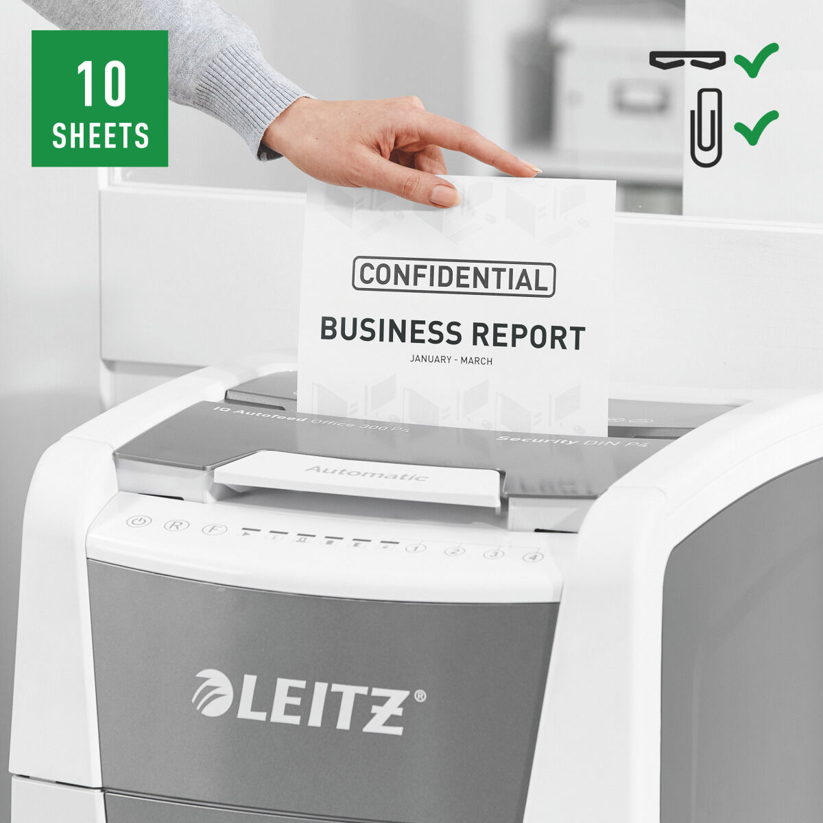 Dokumentförstörare Leitz IQ 300 Autofeed P4 60 L - 5