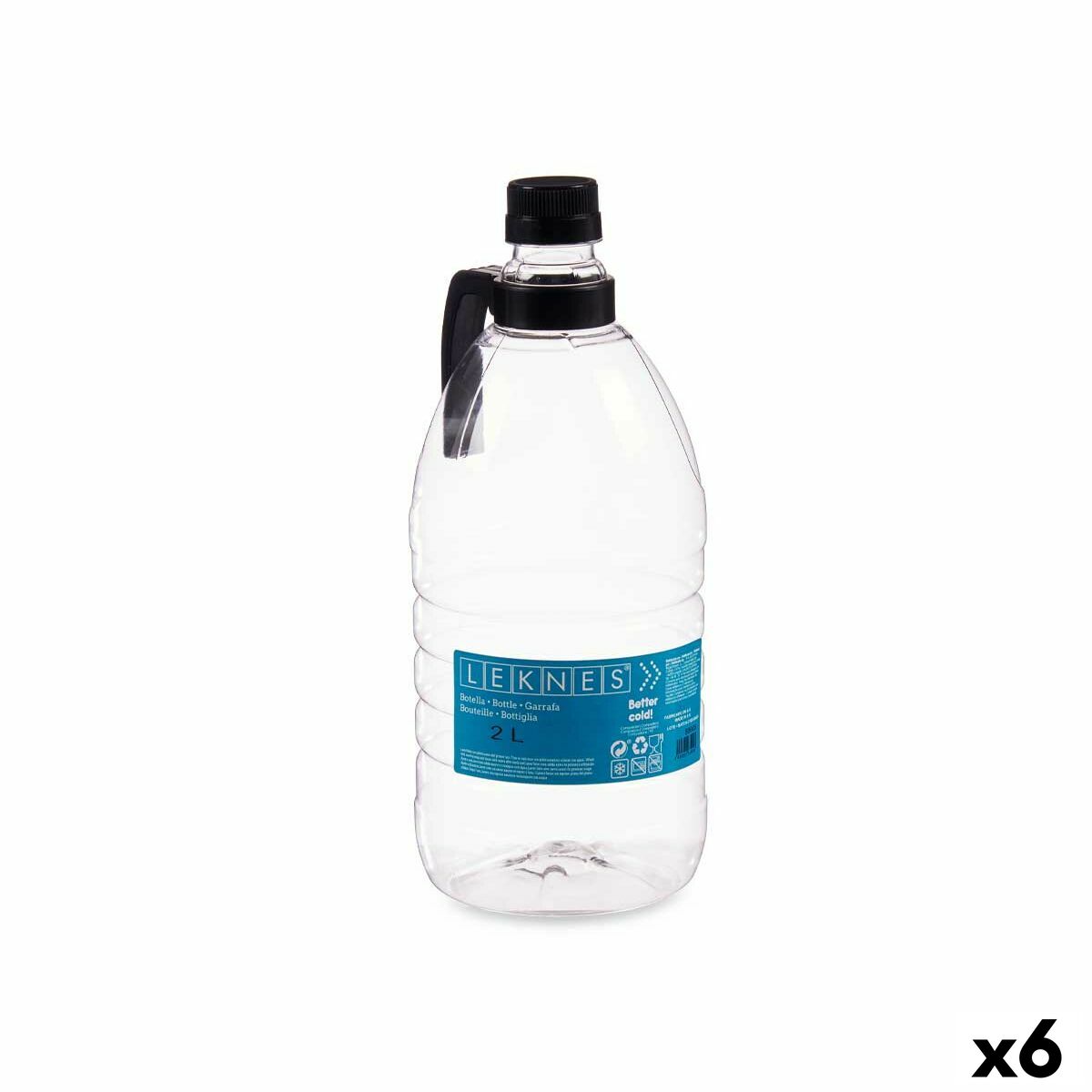 Flaska Med handtag Svart Transparent Plast 2 L 11,5 x 28,7 x 11,5 cm (6 antal) - 4