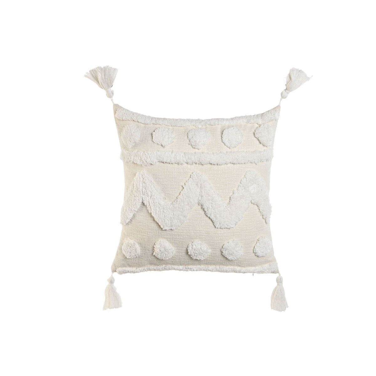 Kudde Home ESPRIT Vit tofsar Boho 45 x 15 x 45 cm