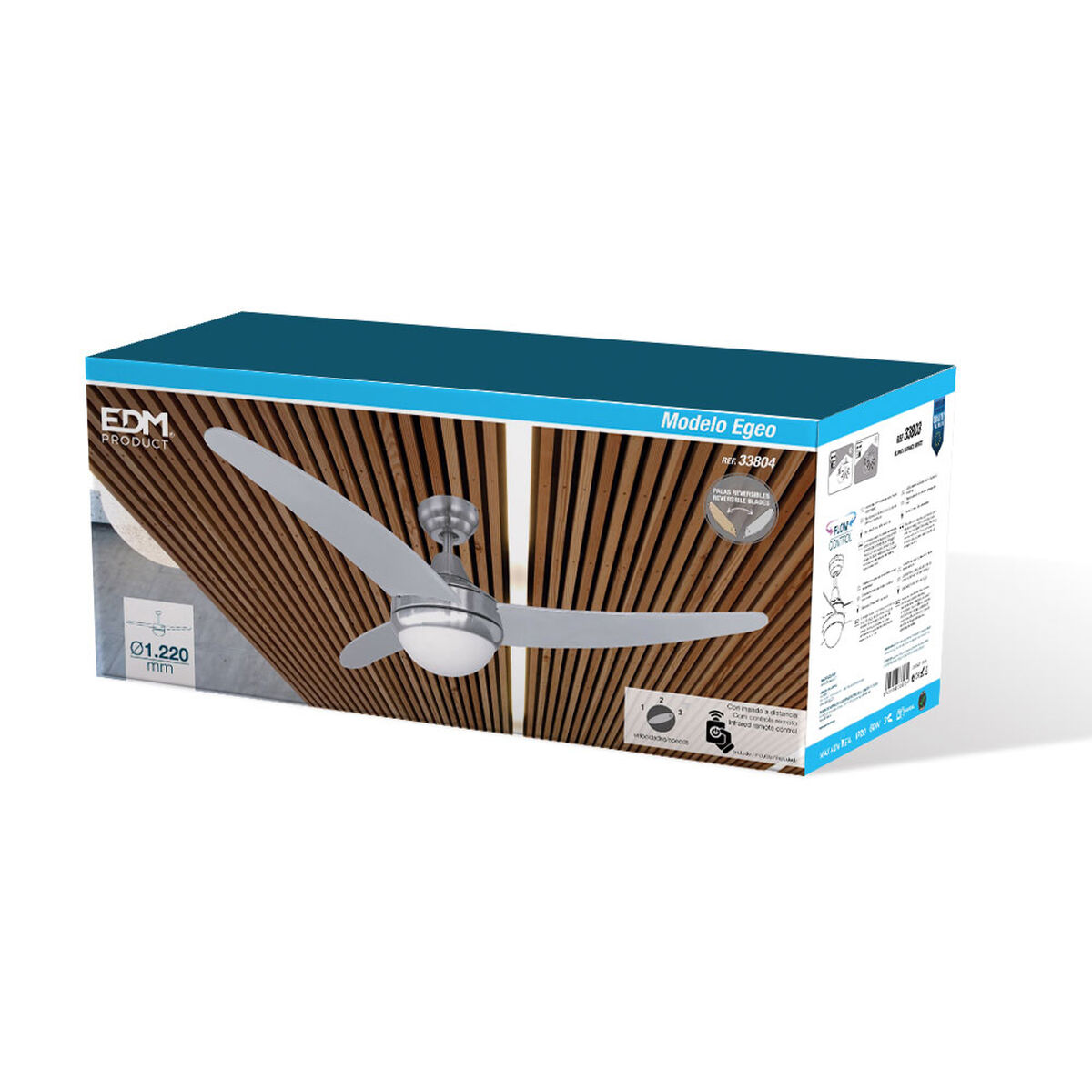 Takfläkt med belysning EDM 33804 Egeo Silvrig 60 W - 4