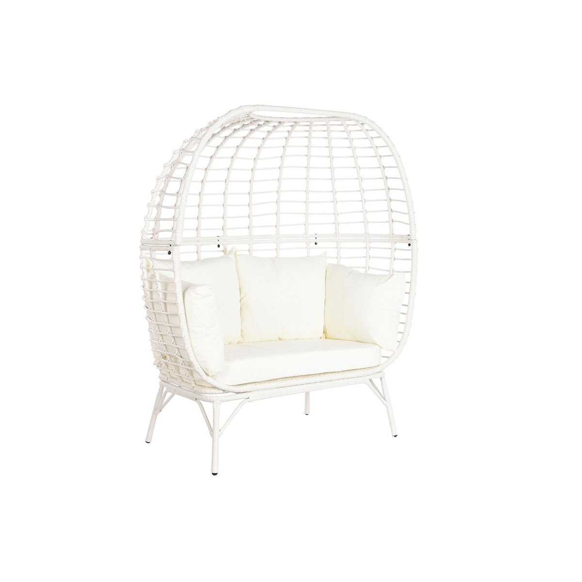 Trädgårdssoffa DKD Home Decor 130 x 68 x 146 cm syntetisk rattan Stål Vit - 5