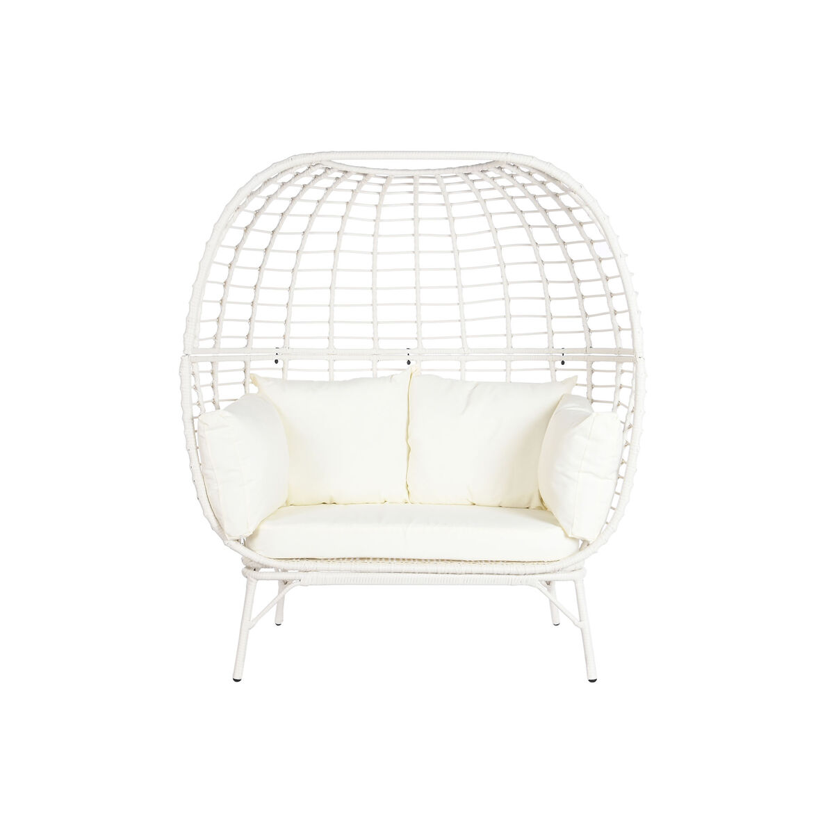 Trädgårdssoffa DKD Home Decor 130 x 68 x 146 cm syntetisk rattan Stål Vit - 11