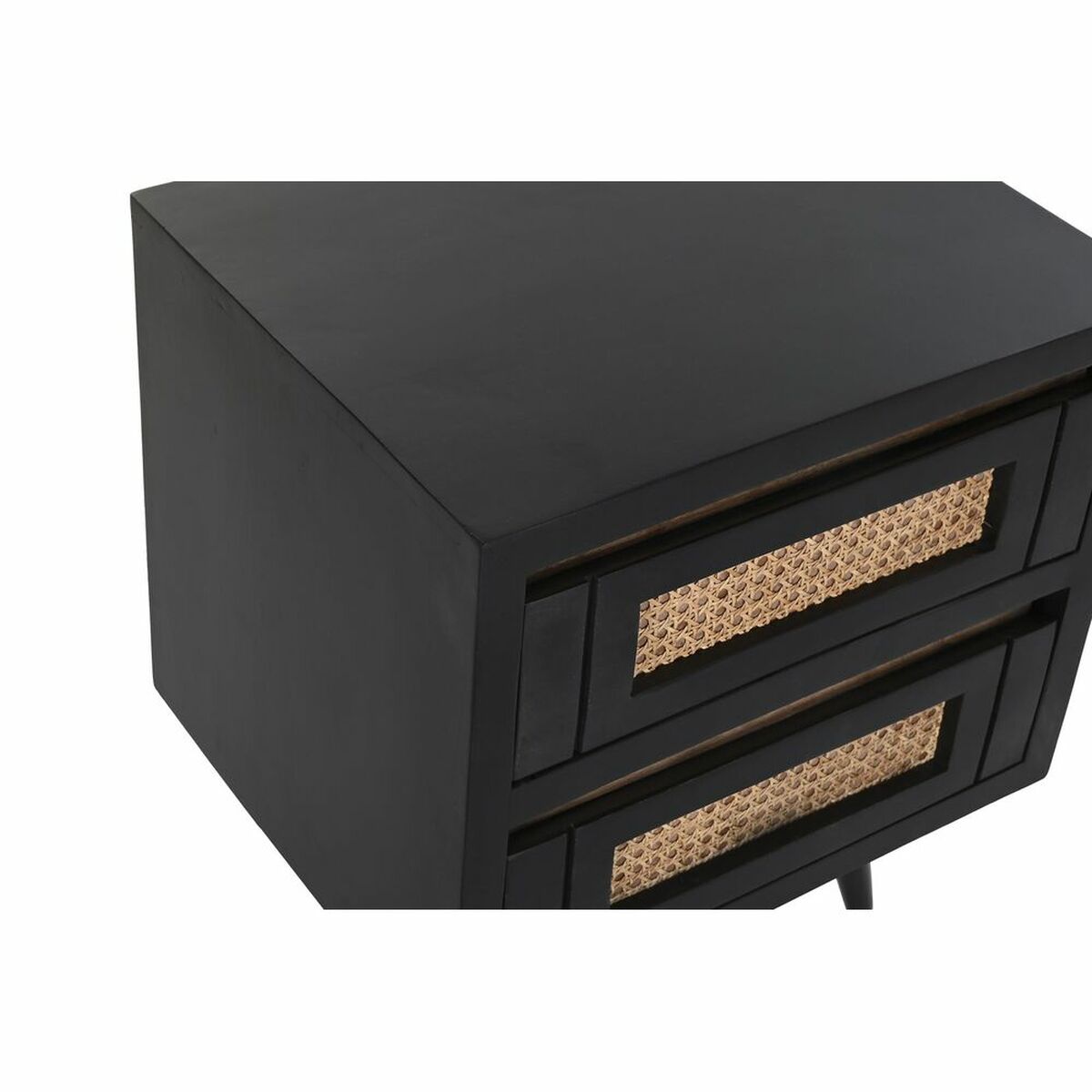 Nattduksbord DKD Home Decor Svart Naturell Rattan Mangoträ 50 x 40 x 55 cm - 5